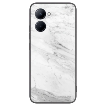 Picasee fekete szilikon tok az alábbi mobiltelefonokra Realme C33 (2023) - White marble