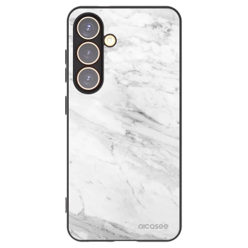 Picasee fekete szilikon tok az alábbi mobiltelefonokra Samsung Galaxy S24 S921B 5G - White marble