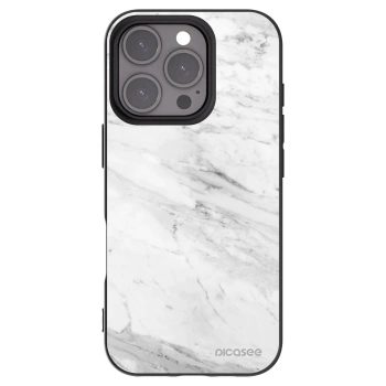 Picasee fekete szilikon tok az alábbi mobiltelefonokra Apple iPhone 16 Pro - White marble