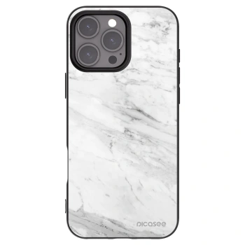 Picasee fekete szilikon tok az alábbi mobiltelefonokra Apple iPhone 16 Pro Max - White marble