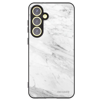 Picasee fekete szilikon tok az alábbi mobiltelefonokra Samsung Galaxy S24 FE S721B - White marble