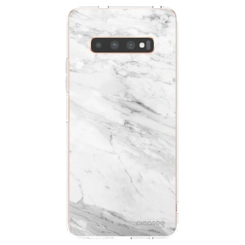 Picasee átlátszó szilikon tok az alábbi mobiltelefonokra Samsung Galaxy S10 Plus G975 - White marble