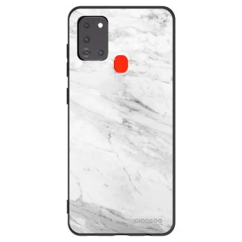 Picasee fekete szilikon tok az alábbi mobiltelefonokra Samsung Galaxy A21s - White marble