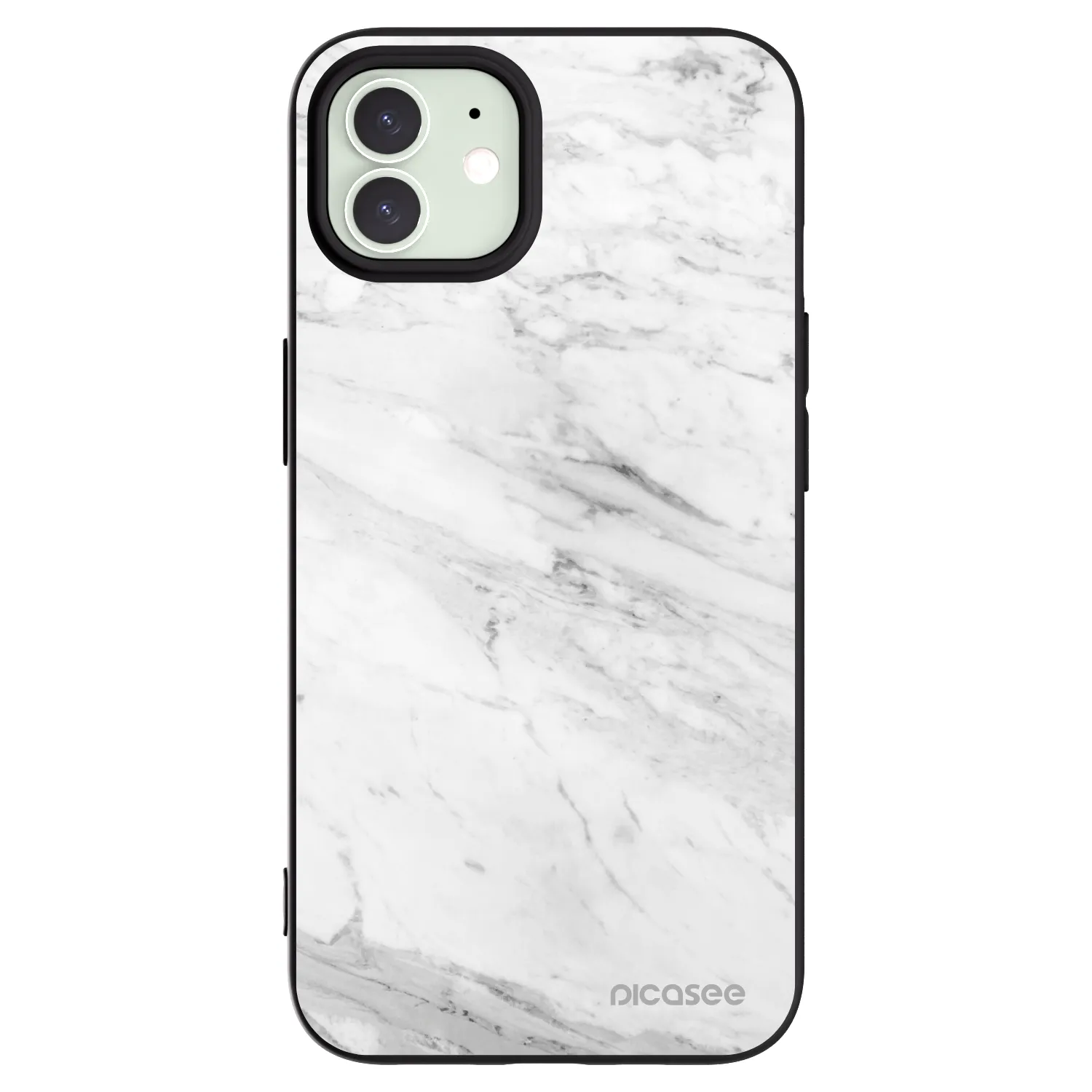 Picasee fekete szilikon tok az alábbi mobiltelefonokra Apple iPhone 12 - White marble