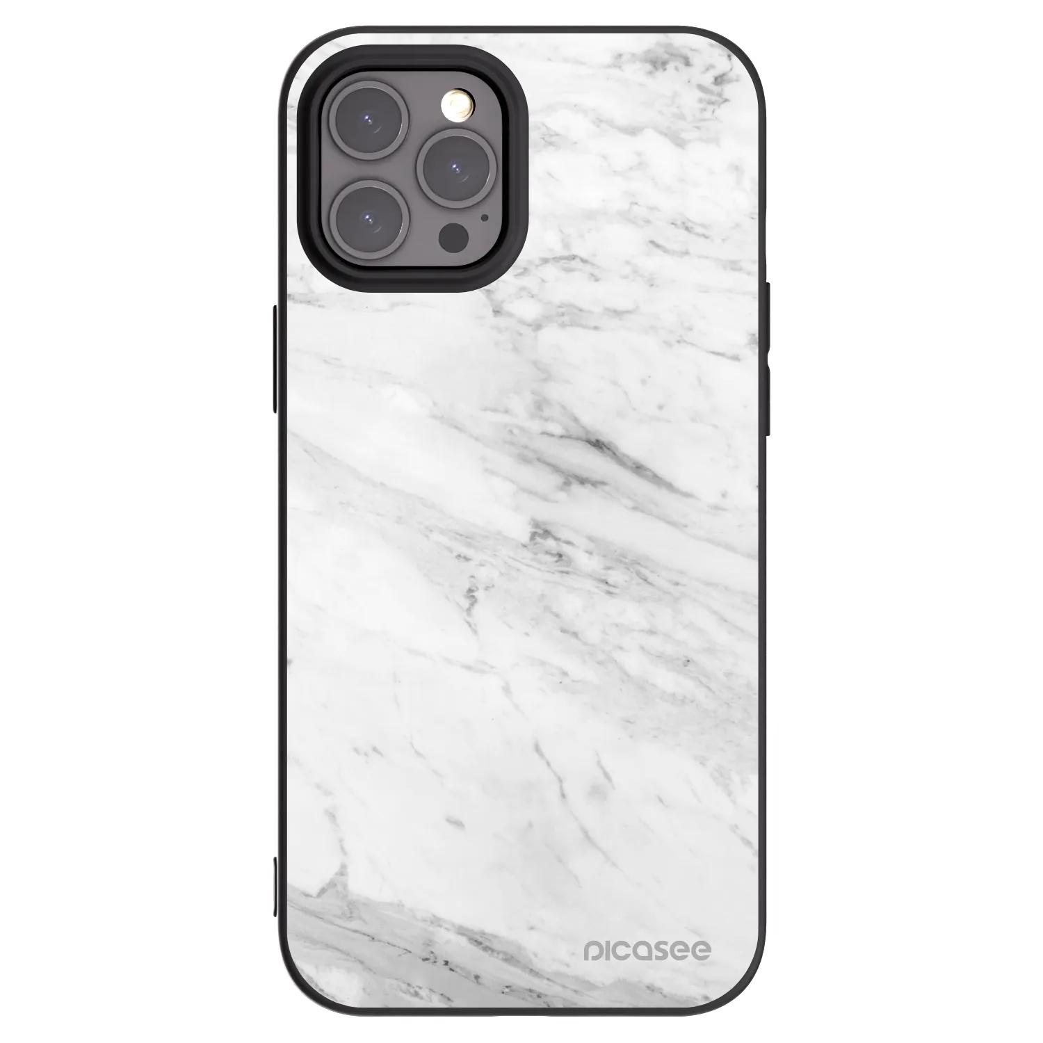 Picasee fekete szilikon tok az alábbi mobiltelefonokra Apple iPhone 12 Pro Max - White marble