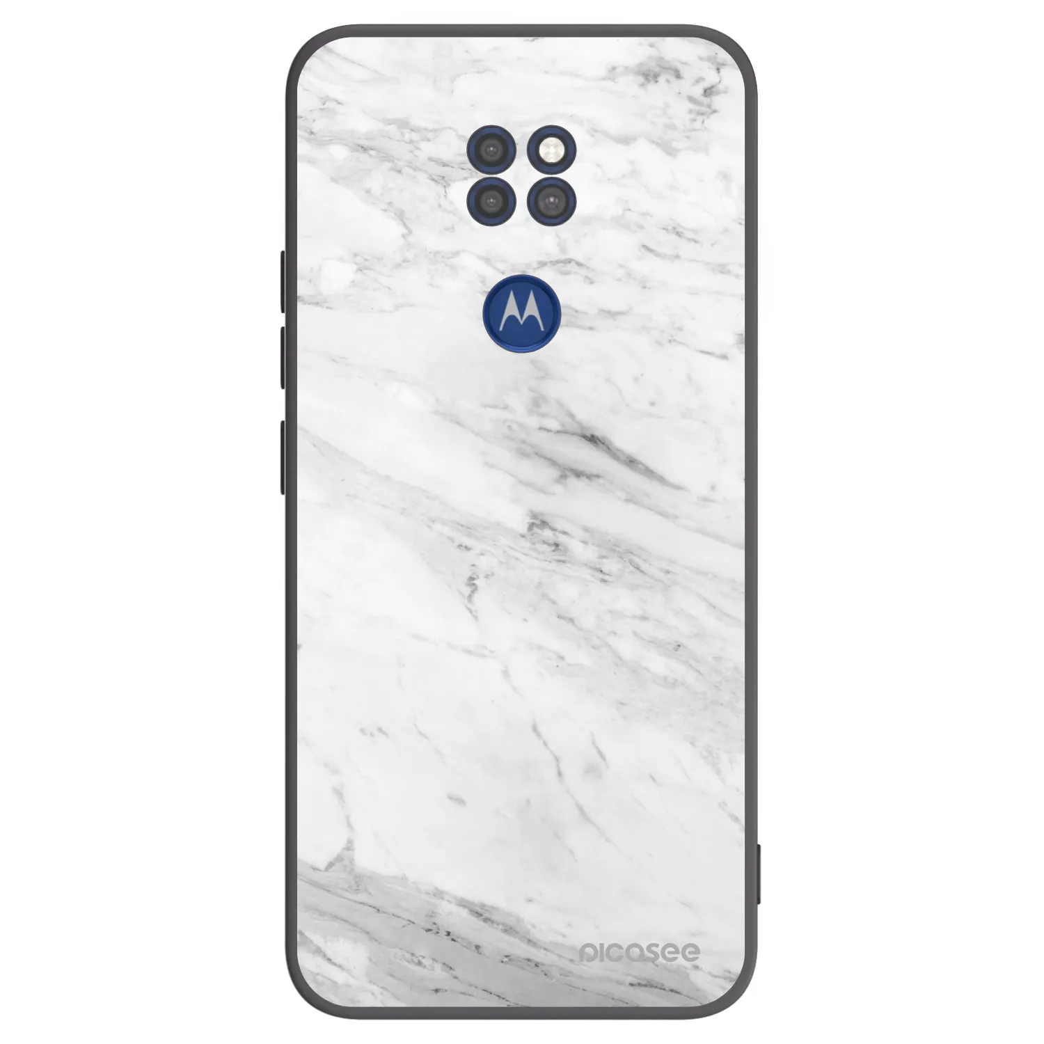 Picasee fekete szilikon tok az alábbi mobiltelefonokra Motorola Moto G9 Play - White marble