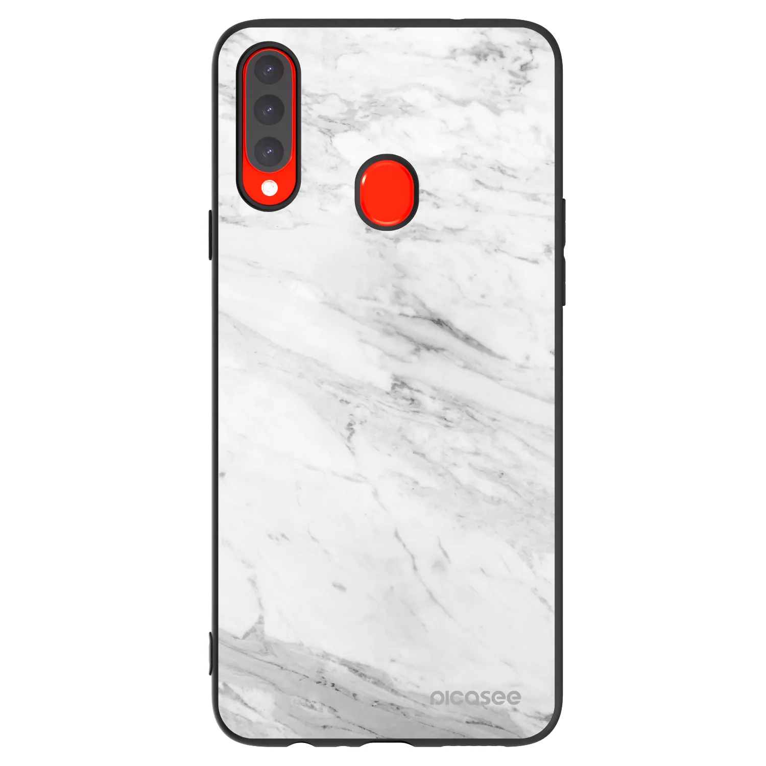 Picasee fekete szilikon tok az alábbi mobiltelefonokra Samsung Galaxy A20s - White marble