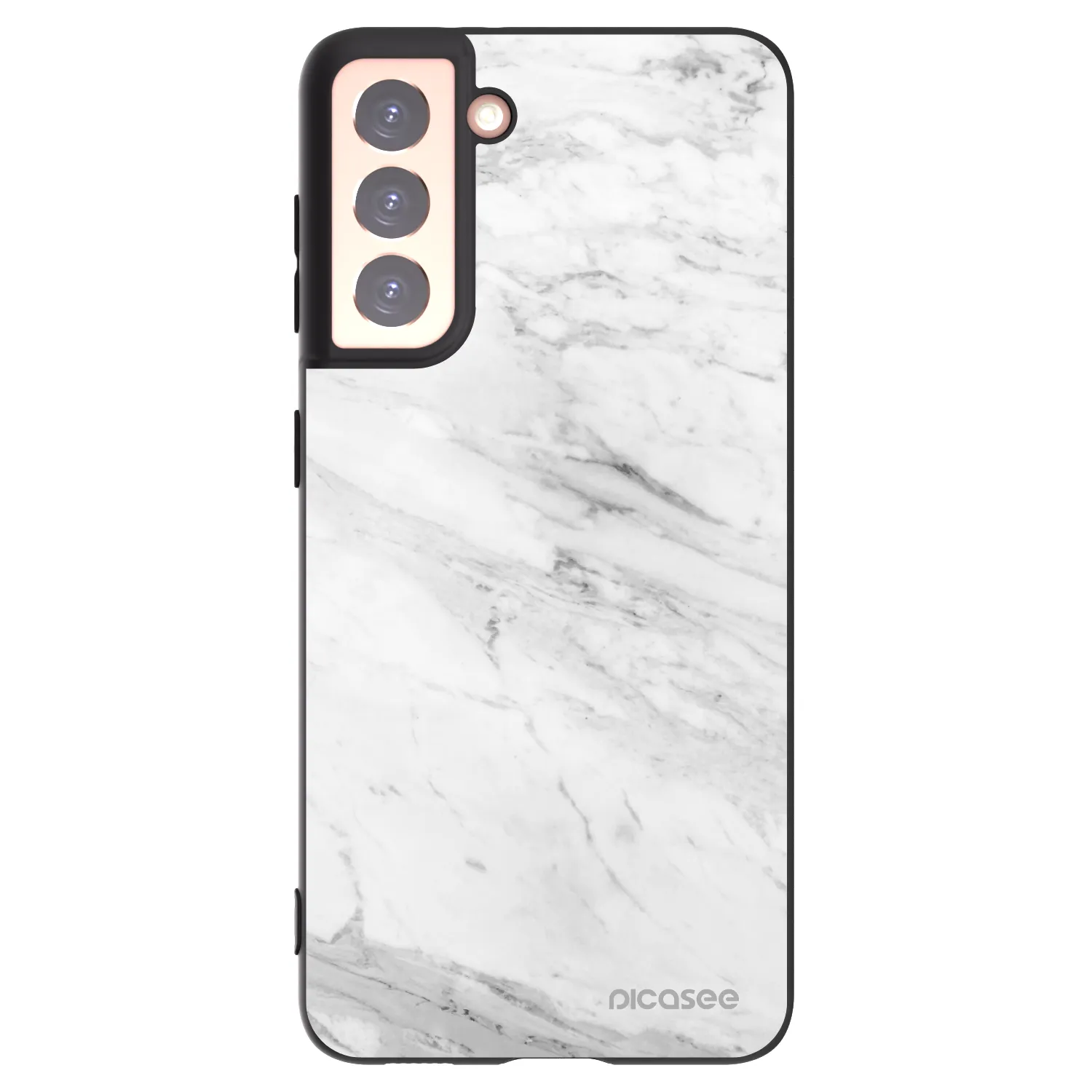 Picasee fekete szilikon tok az alábbi mobiltelefonokra Samsung Galaxy S21 5G G991B - White marble