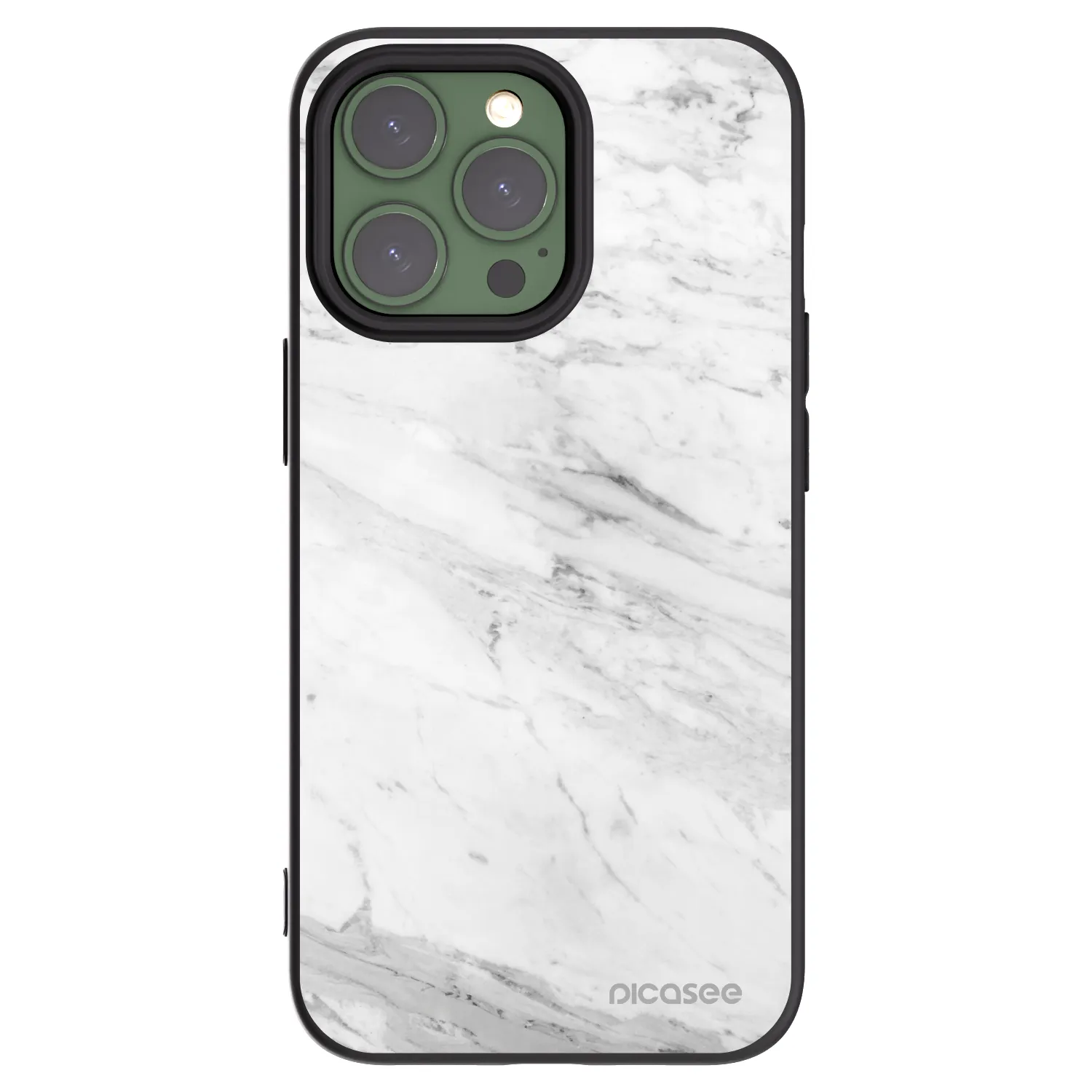Picasee fekete szilikon tok az alábbi mobiltelefonokra Apple iPhone 13 Pro - White marble
