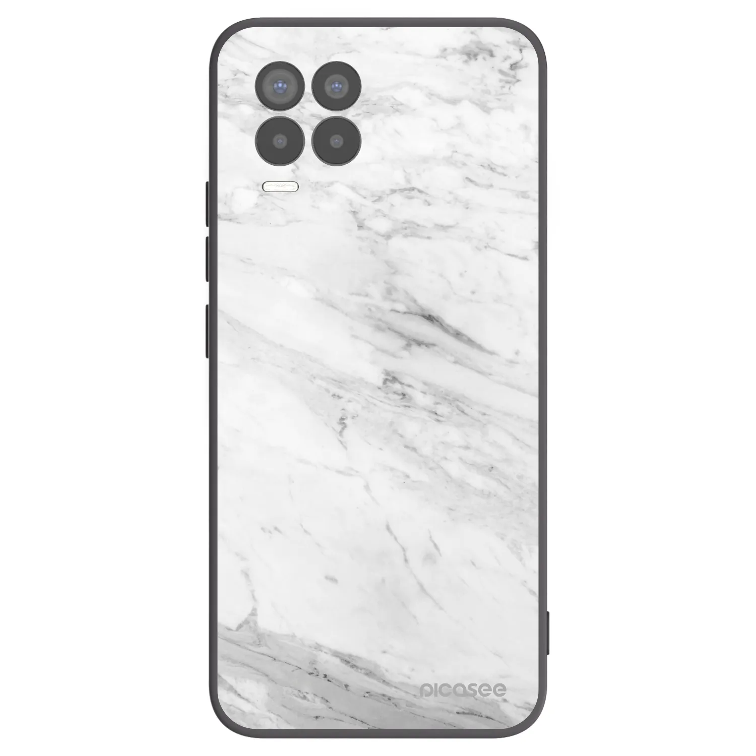 Picasee fekete szilikon tok az alábbi mobiltelefonokra Realme 8 Pro - White marble
