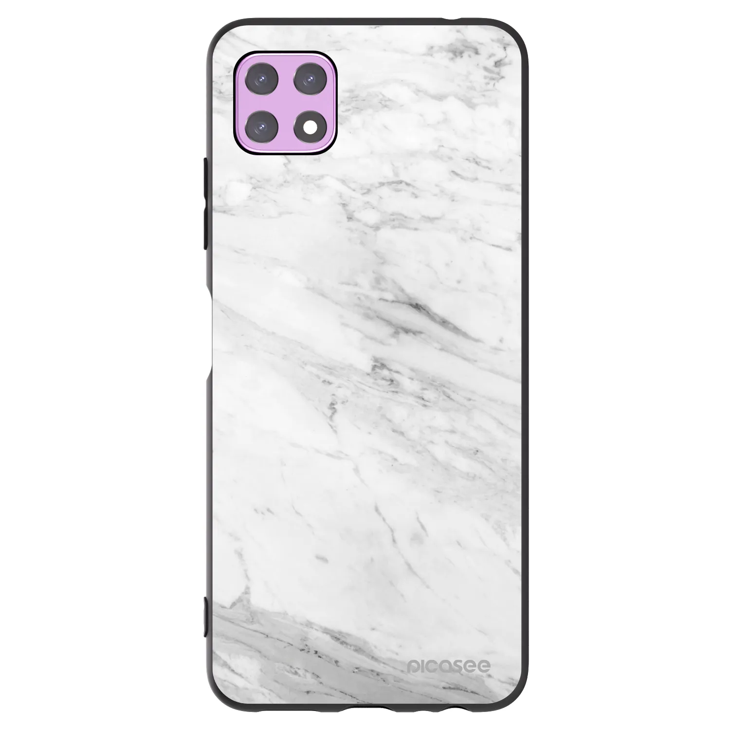 Picasee fekete szilikon tok az alábbi mobiltelefonokra Samsung Galaxy A22 A226B 5G - White marble