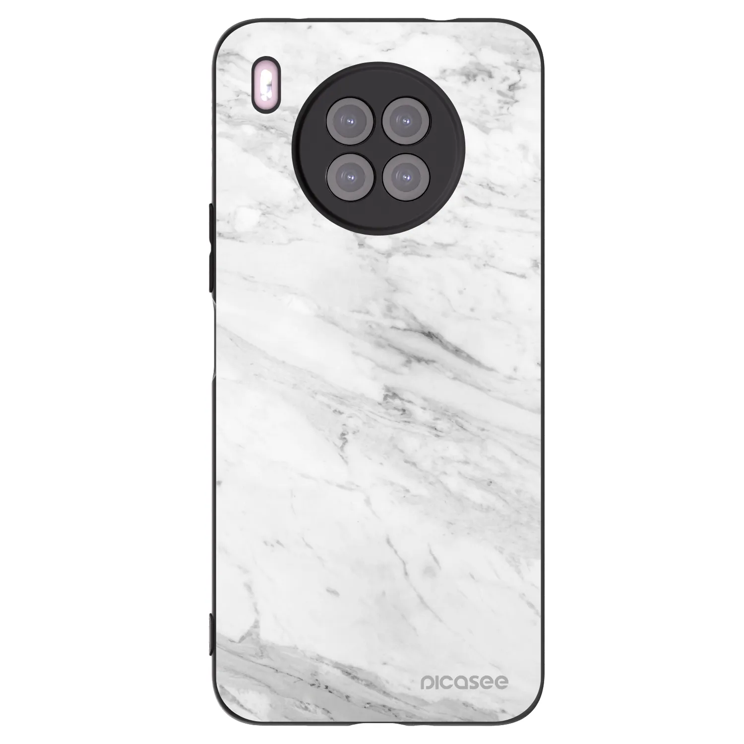 Picasee fekete szilikon tok az alábbi mobiltelefonokra Huawei Nova 8i - White marble