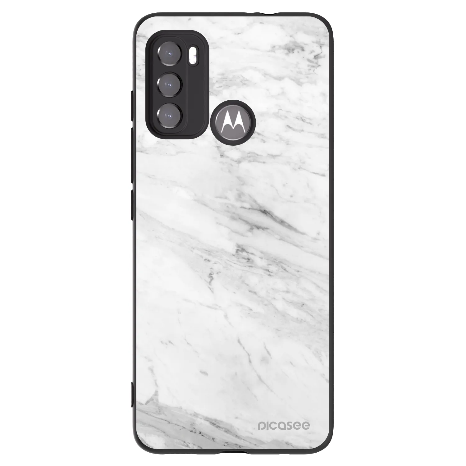 Picasee fekete szilikon tok az alábbi mobiltelefonokra Motorola Moto G60 - White marble