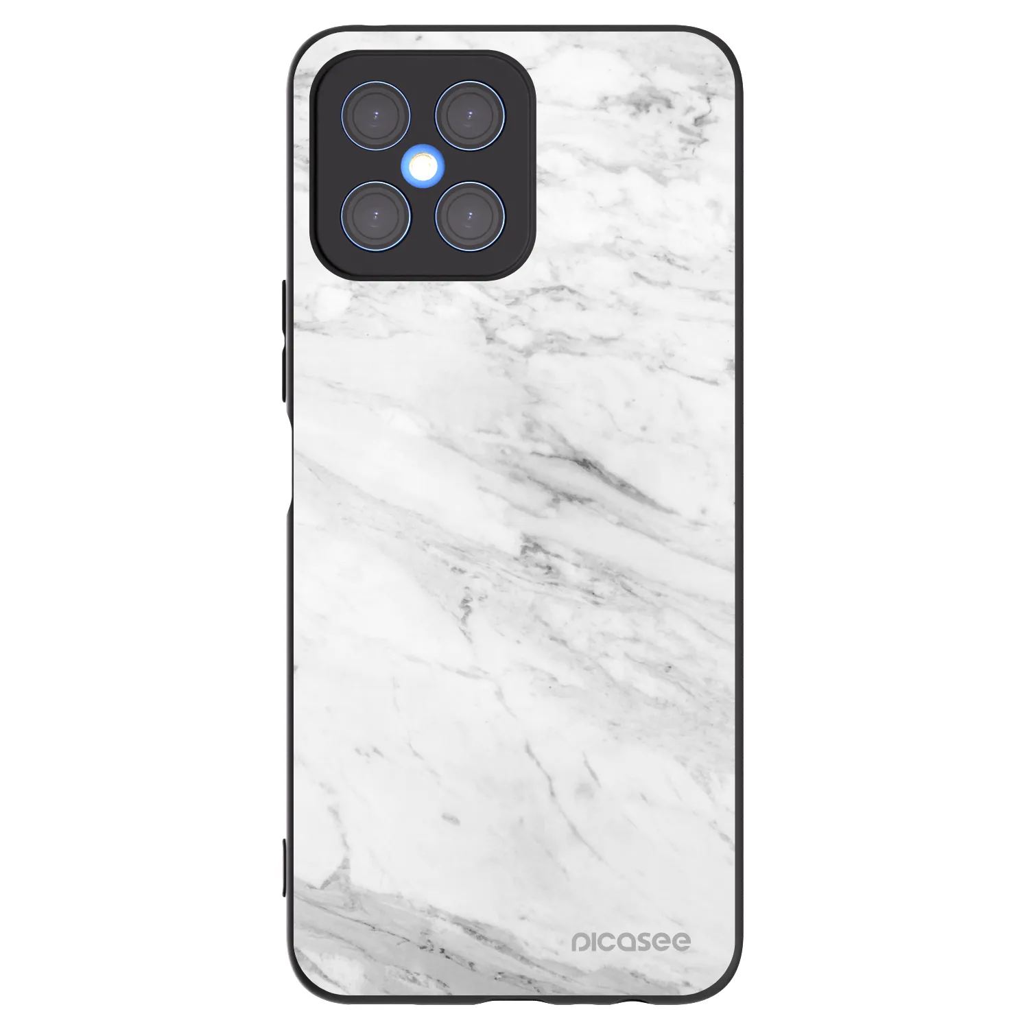 Picasee fekete szilikon tok az alábbi mobiltelefonokra Honor X8 4G - White marble