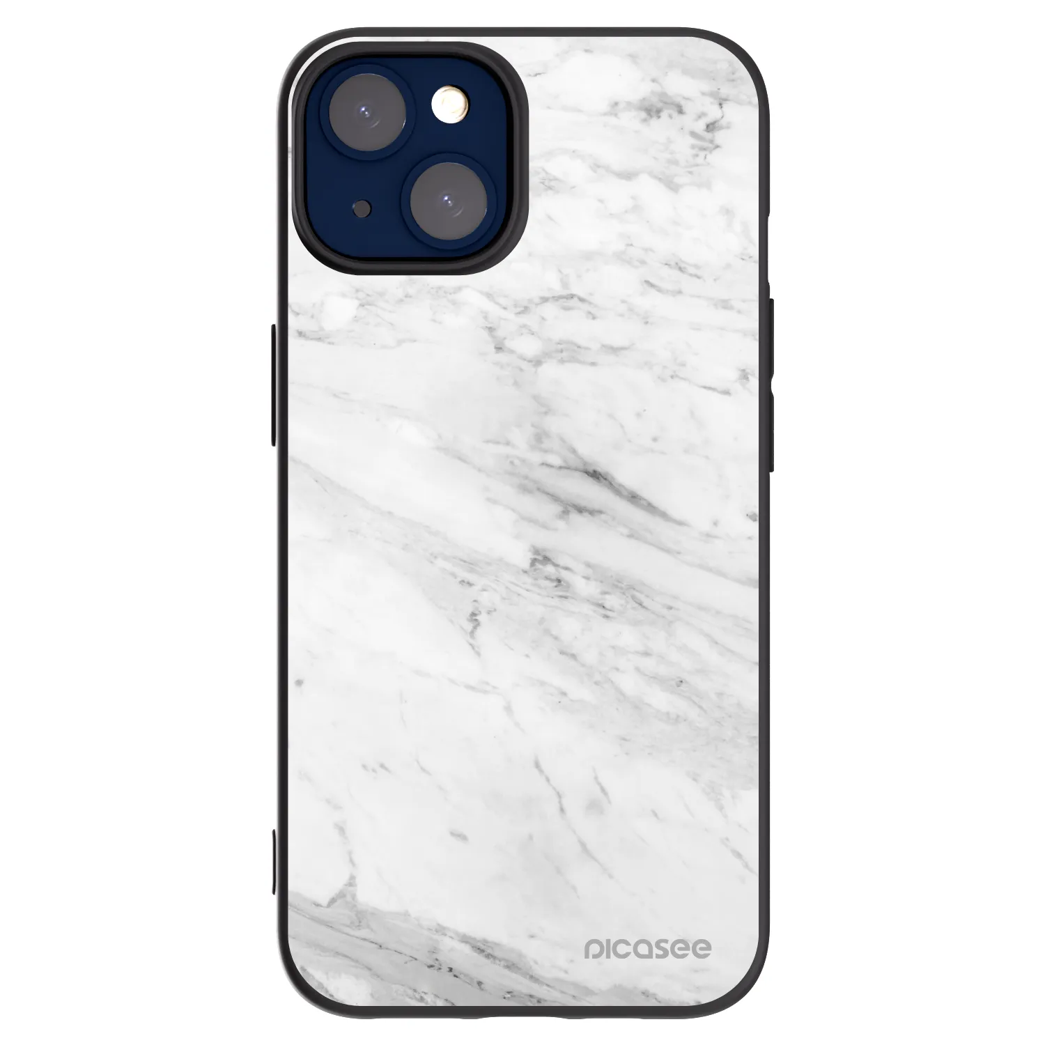 Picasee fekete szilikon tok az alábbi mobiltelefonokra Apple iPhone 14 - White marble