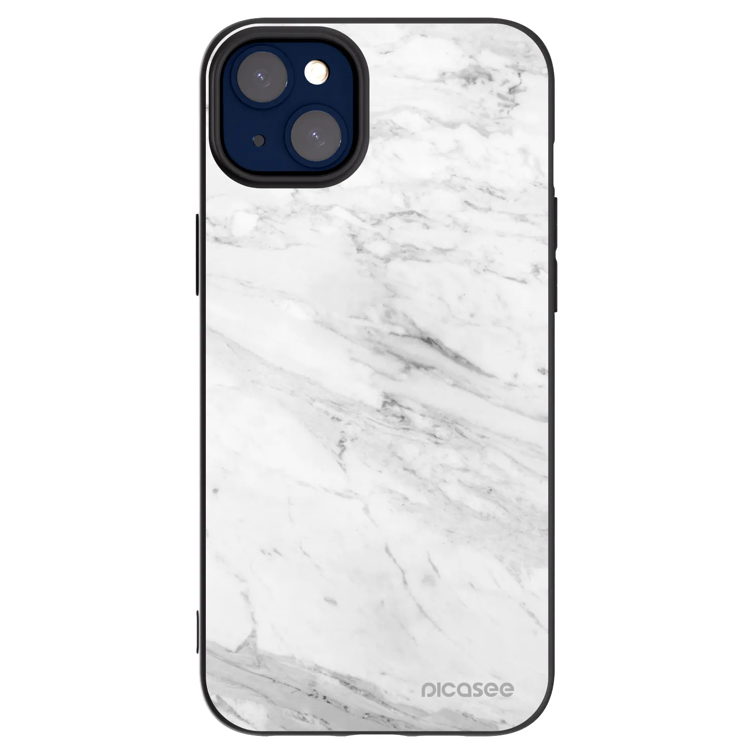 Picasee fekete szilikon tok az alábbi mobiltelefonokra Apple iPhone 14 Plus - White marble