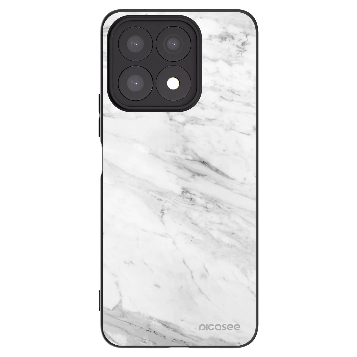 Picasee fekete szilikon tok az alábbi mobiltelefonokra Honor X8a - White marble
