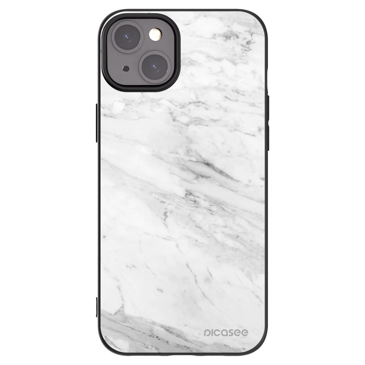 Picasee fekete szilikon tok az alábbi mobiltelefonokra Apple iPhone 15 Plus - White marble