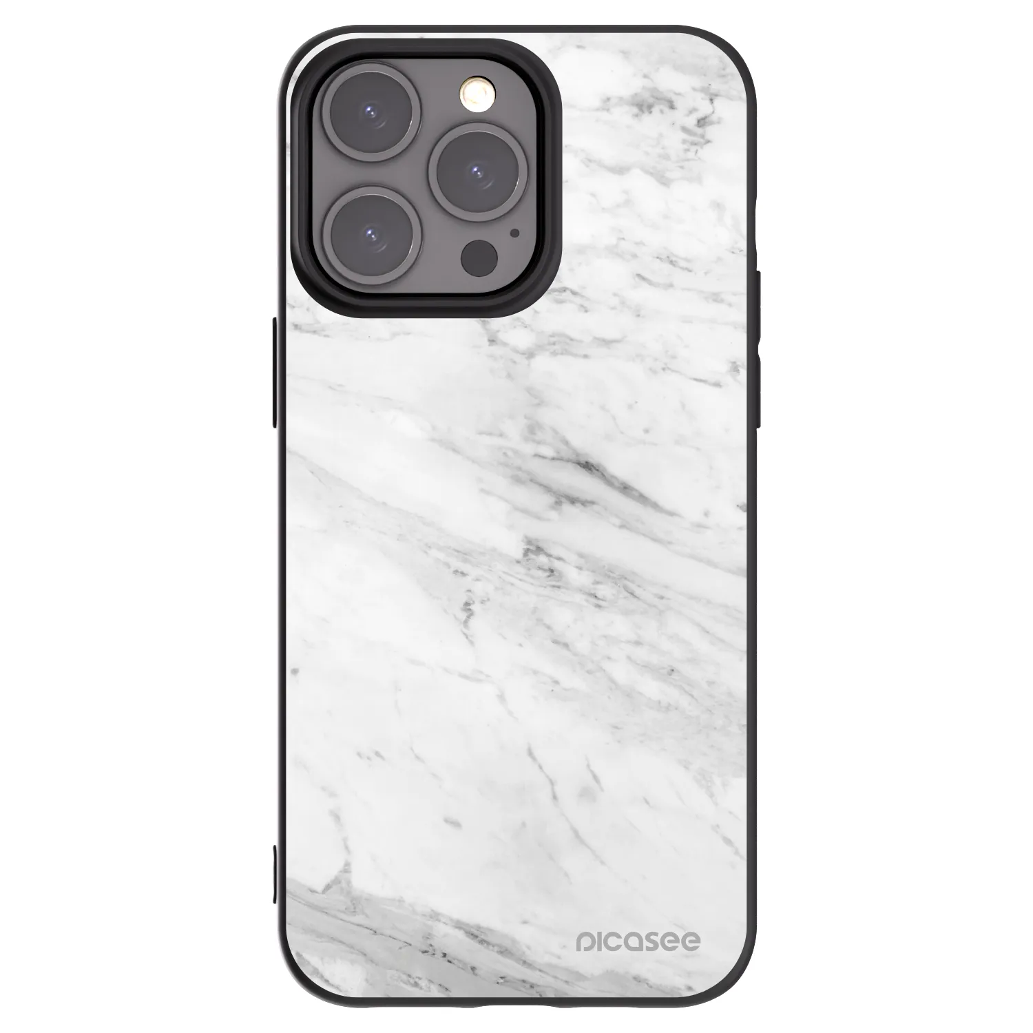 Picasee fekete szilikon tok az alábbi mobiltelefonokra Apple iPhone 15 Pro Max - White marble