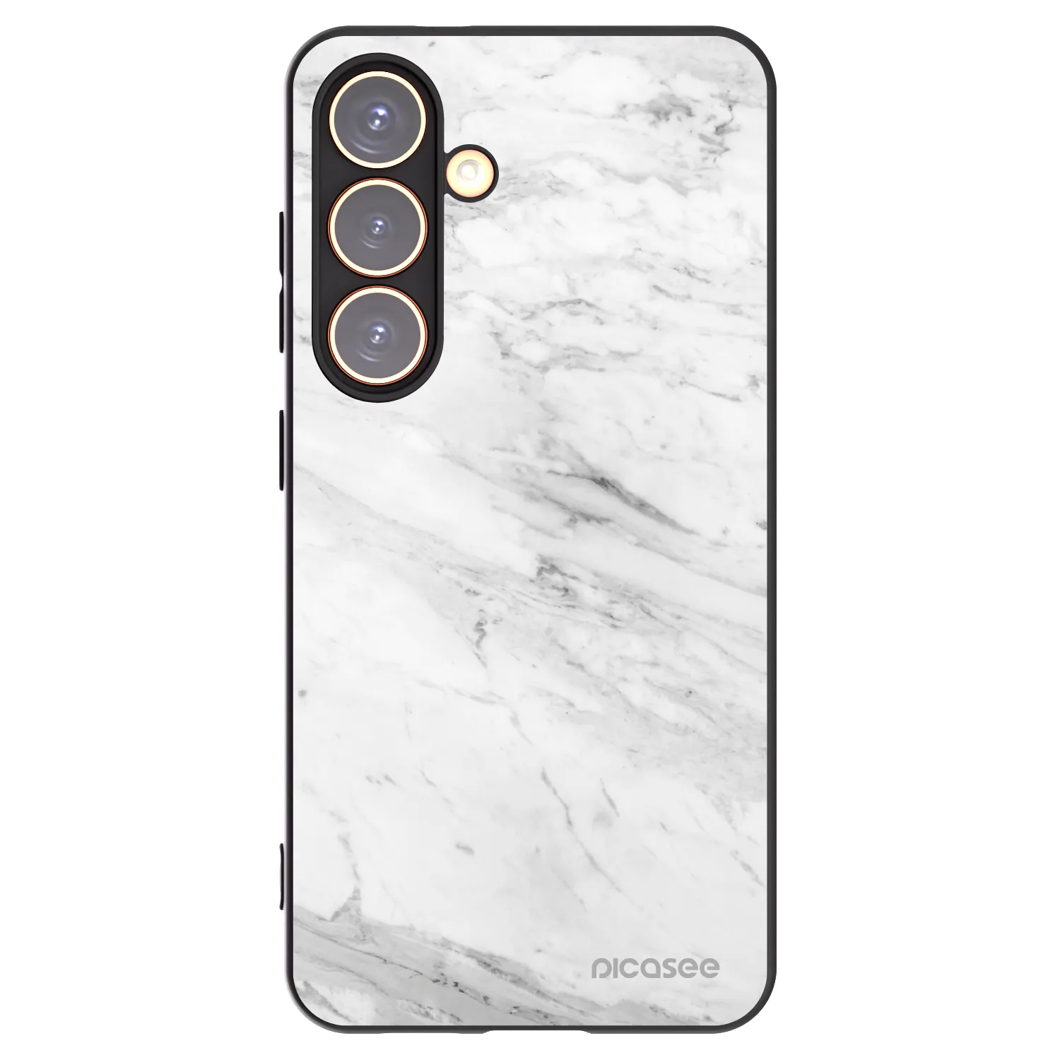 Picasee fekete szilikon tok az alábbi mobiltelefonokra Samsung Galaxy S24 S921B 5G - White marble