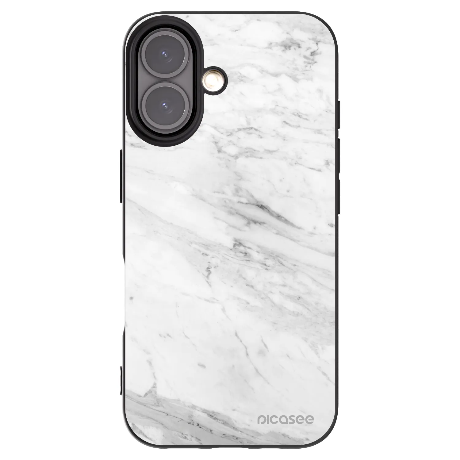 Picasee fekete szilikon tok az alábbi mobiltelefonokra Apple iPhone 16 - White marble
