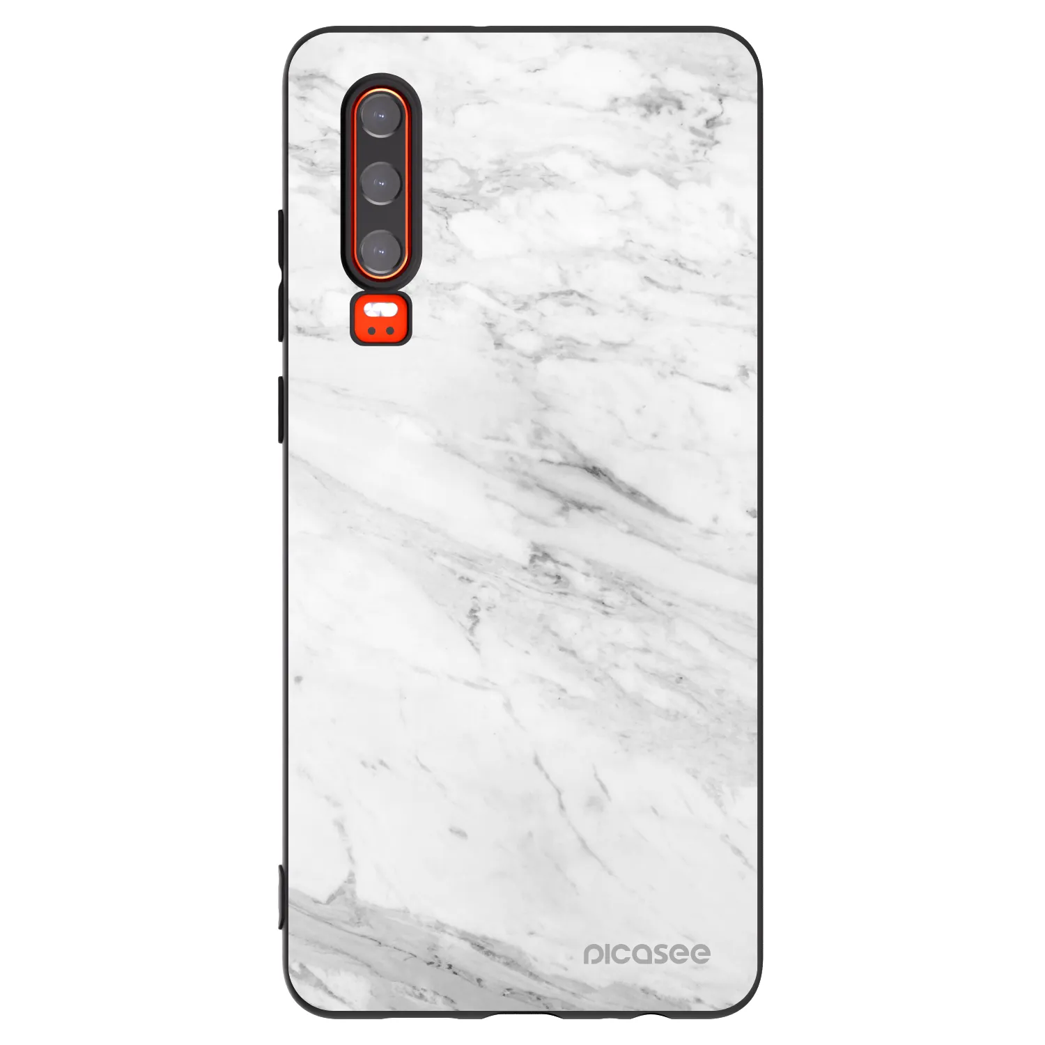 Picasee fekete szilikon tok az alábbi mobiltelefonokra Huawei P30 - White marble