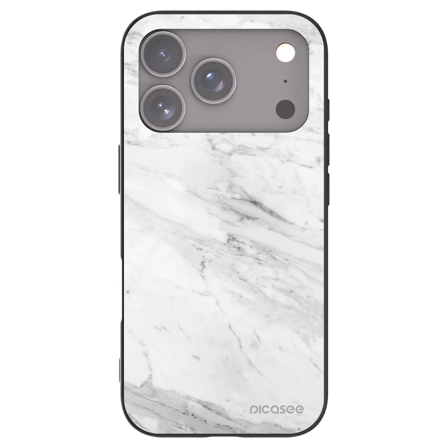 Picasee fekete szilikon tok az alábbi mobiltelefonokra Apple iPhone 17 Pro - White marble