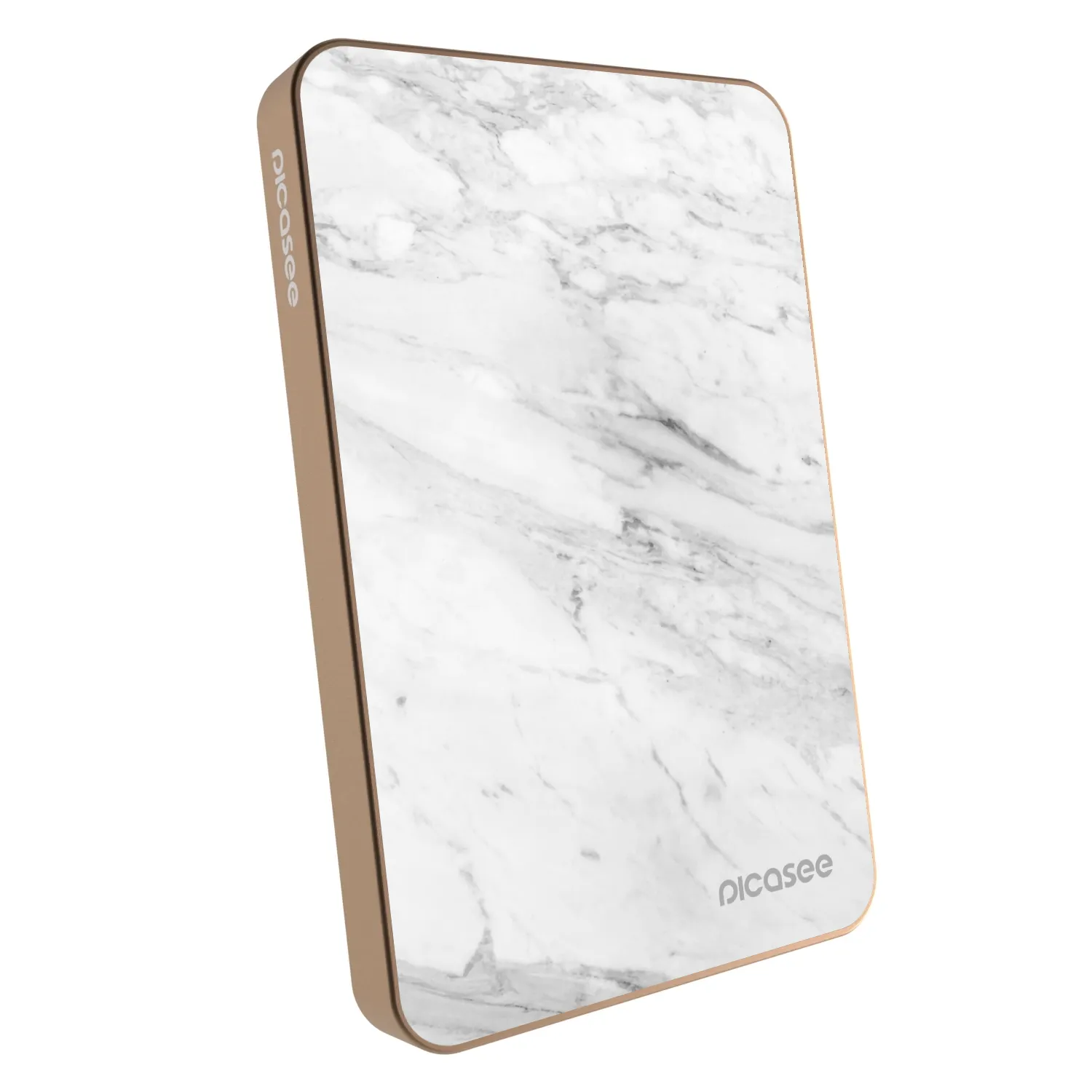 Picasee Powerbank MagSafe 5 000 mAh Aranysárga - White marble