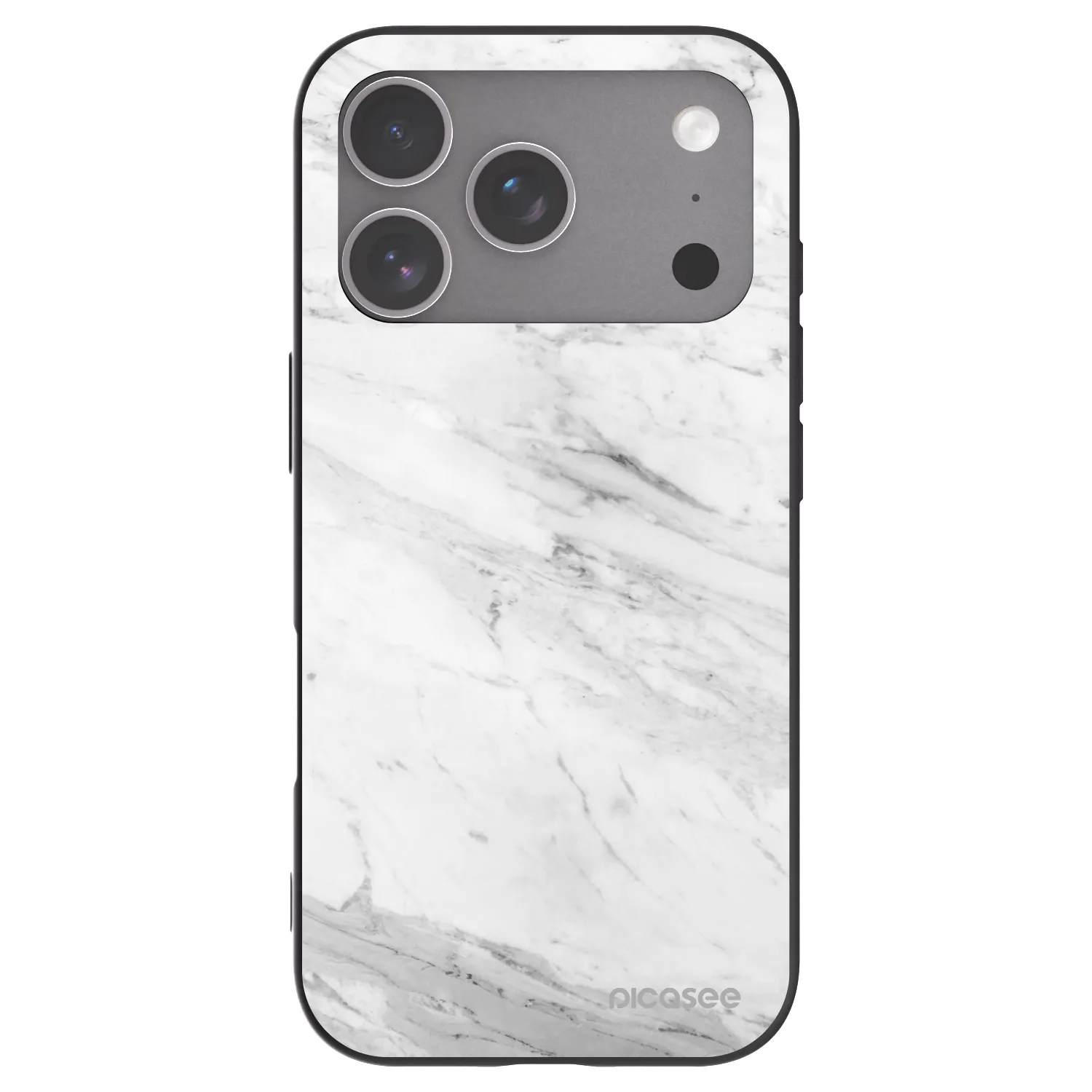 Picasee fekete szilikon tok az alábbi mobiltelefonokra Apple iPhone 18 Pro - White marble
