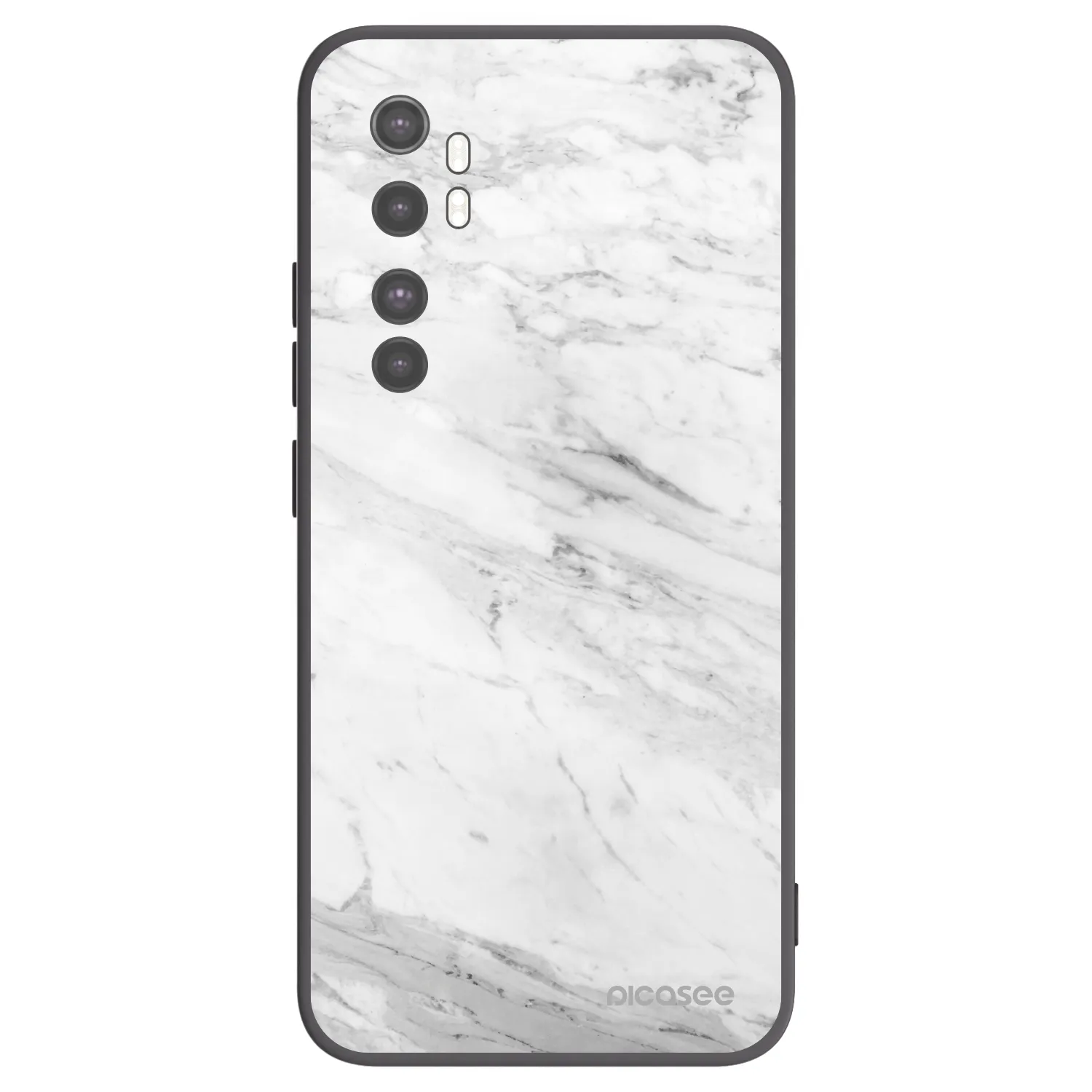 Picasee fekete szilikon tok az alábbi mobiltelefonokra Xiaomi Mi Note 10 Lite - White marble