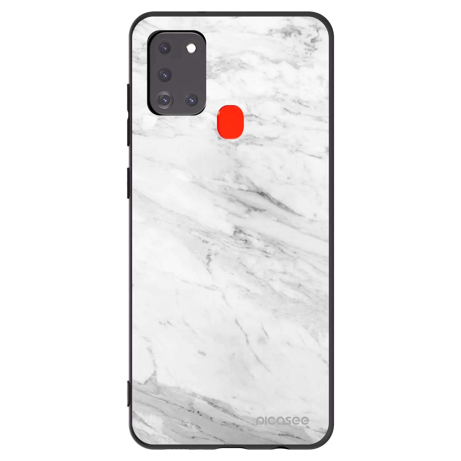 Picasee fekete szilikon tok az alábbi mobiltelefonokra Samsung Galaxy A21s - White marble