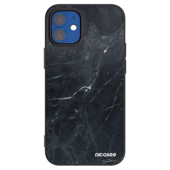 Picasee fekete szilikon tok az alábbi mobiltelefonokra Apple iPhone 12 mini - Black marble