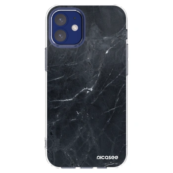 Picasee átlátszó szilikon tok az alábbi mobiltelefonokra Apple iPhone 12 mini - Black marble