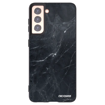 Picasee fekete szilikon tok az alábbi mobiltelefonokra Samsung Galaxy S21 5G G991B - Black marble