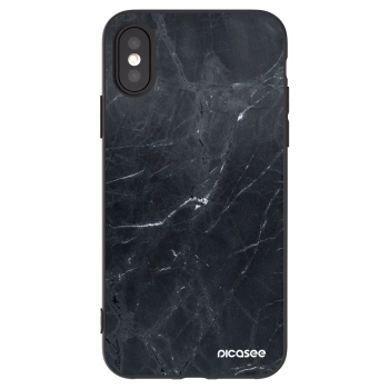 Picasee fekete szilikon tok az alábbi mobiltelefonokra Apple iPhone X/XS - Black marble