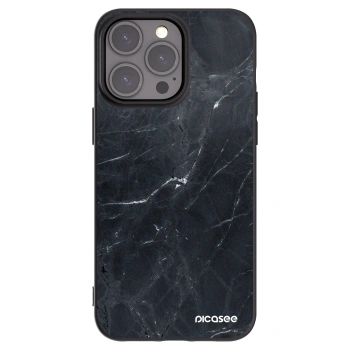 Picasee fekete szilikon tok az alábbi mobiltelefonokra Apple iPhone 15 Pro Max - Black marble