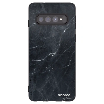 Picasee fekete szilikon tok az alábbi mobiltelefonokra Samsung Galaxy S10 G973 - Black marble