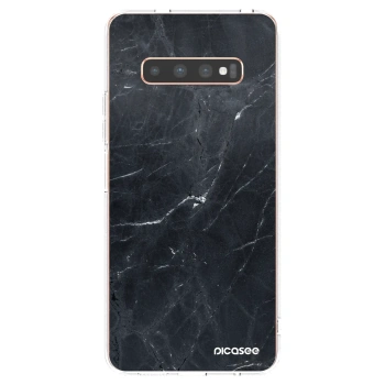Picasee átlátszó szilikon tok az alábbi mobiltelefonokra Samsung Galaxy S10 Plus G975 - Black marble