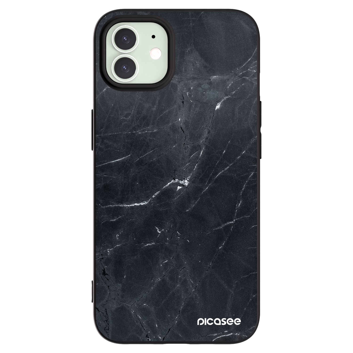 Picasee fekete szilikon tok az alábbi mobiltelefonokra Apple iPhone 12 Pro - Black marble