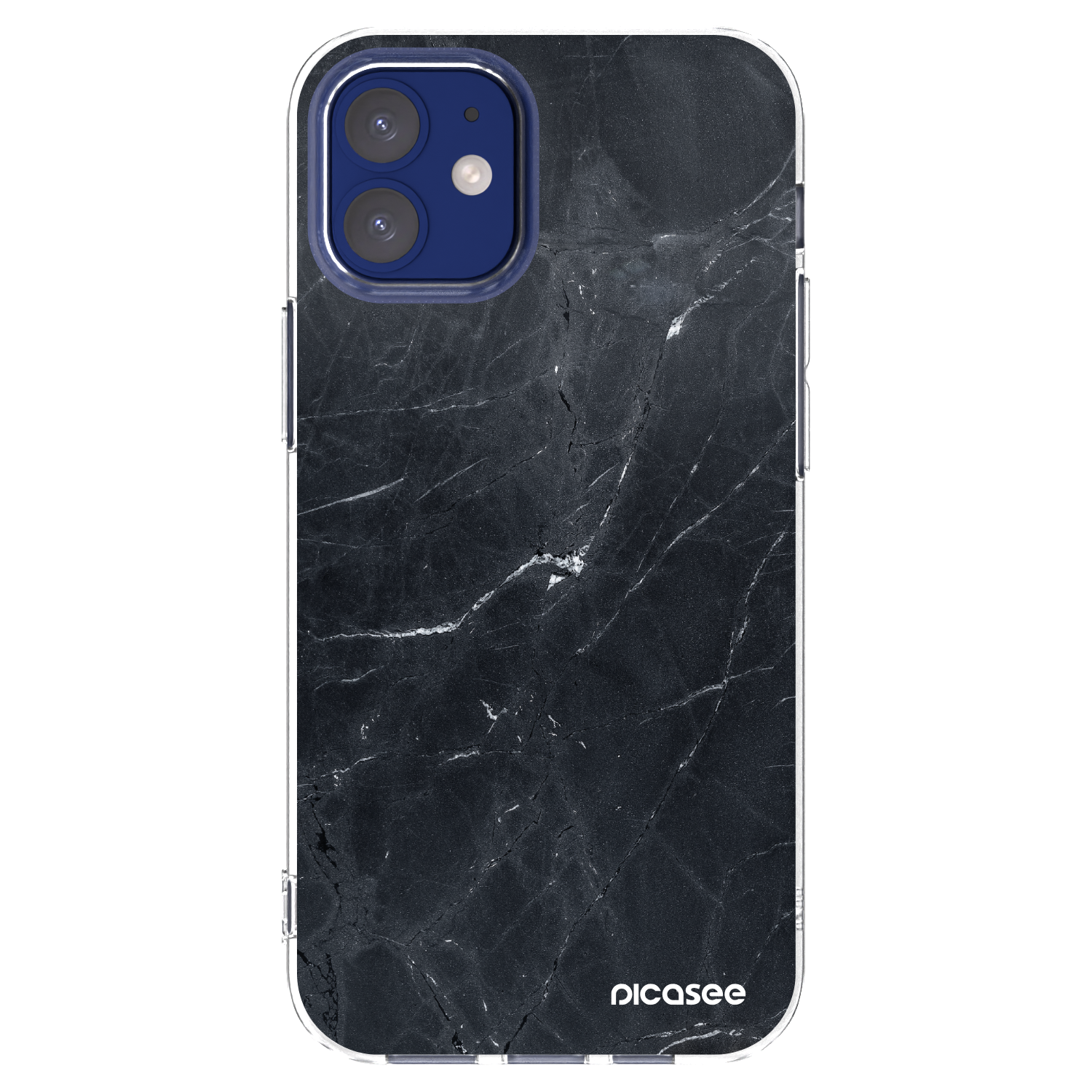 Picasee átlátszó szilikon tok az alábbi mobiltelefonokra Apple iPhone 12 mini - Black marble