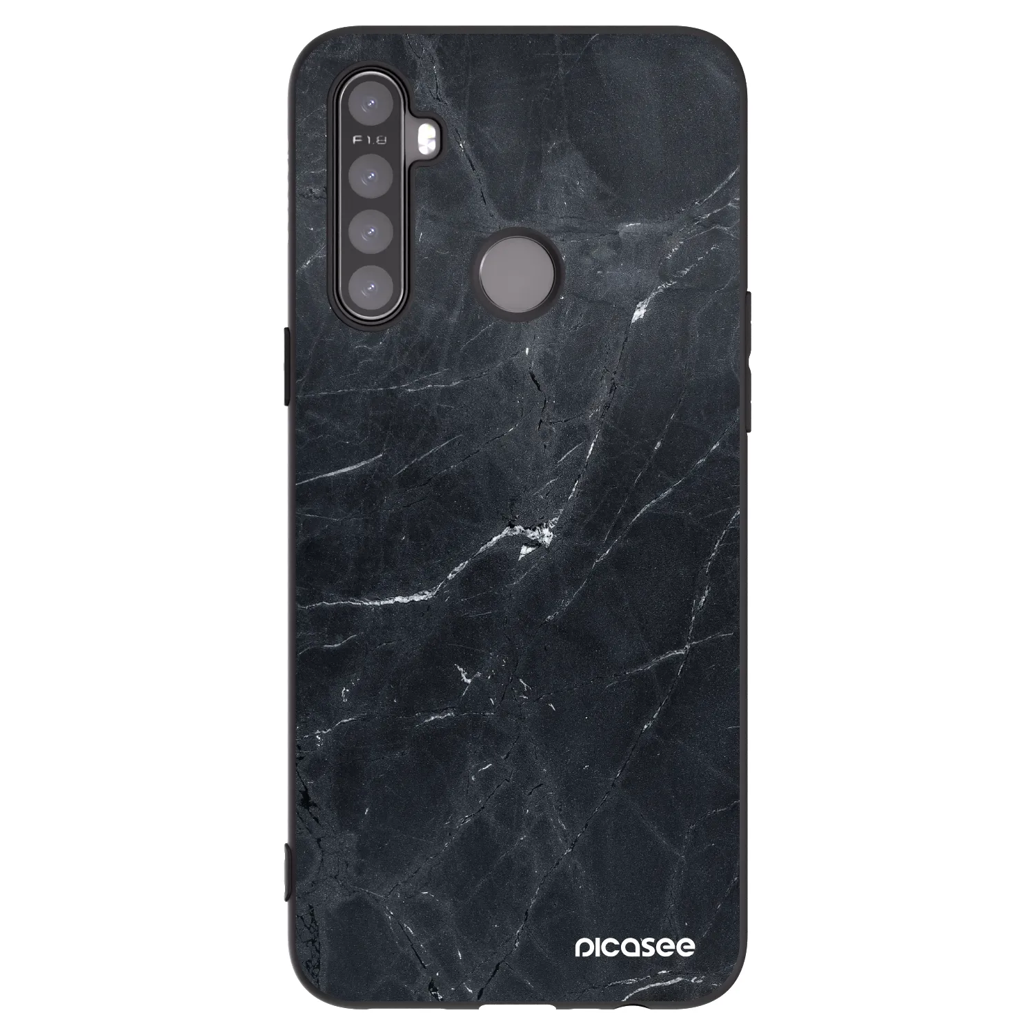 Picasee fekete szilikon tok az alábbi mobiltelefonokra Realme 5 - Black marble