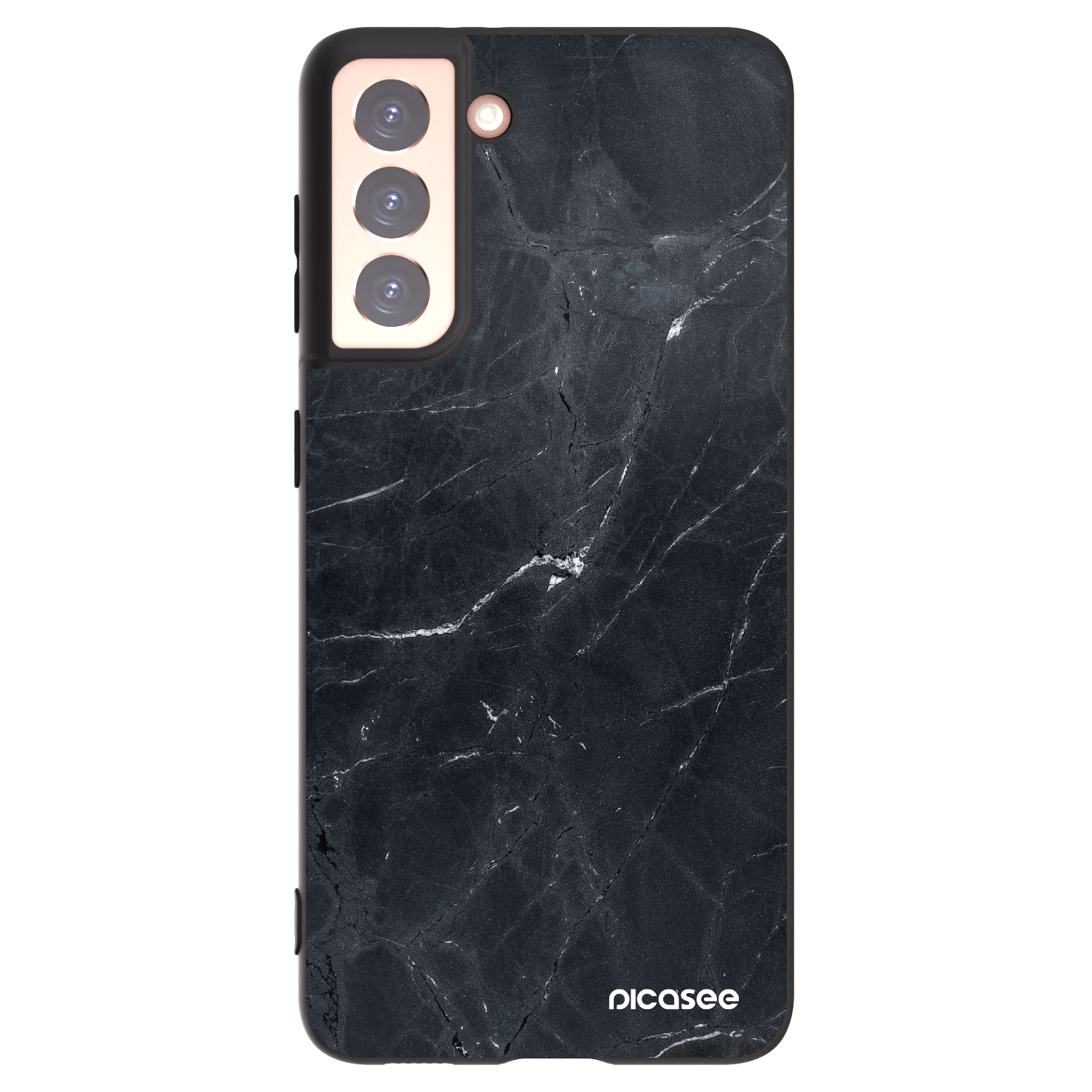 Picasee fekete szilikon tok az alábbi mobiltelefonokra Samsung Galaxy S21 5G G991B - Black marble