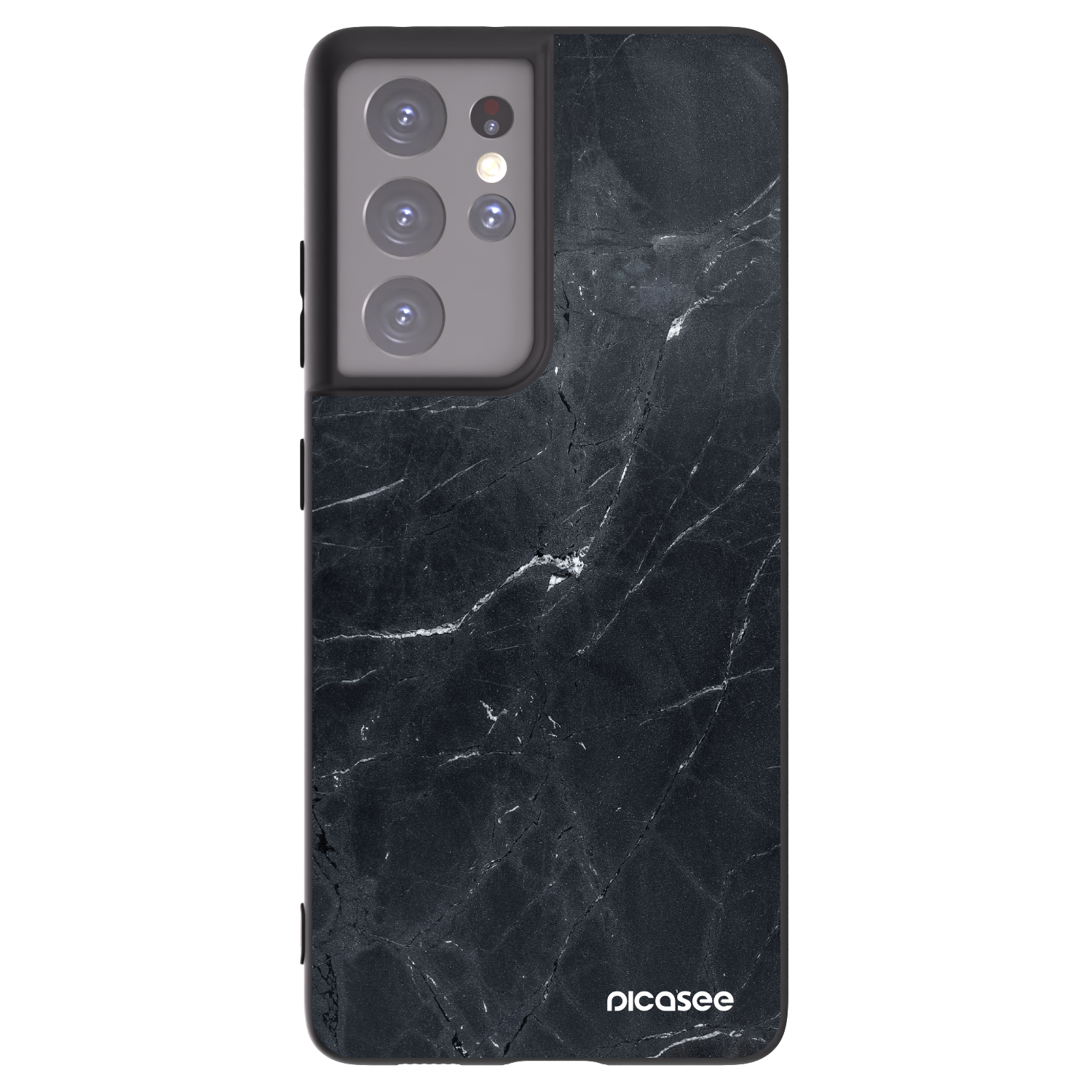 Picasee fekete szilikon tok az alábbi mobiltelefonokra Samsung Galaxy S21 Ultra 5G G998B - Black marble