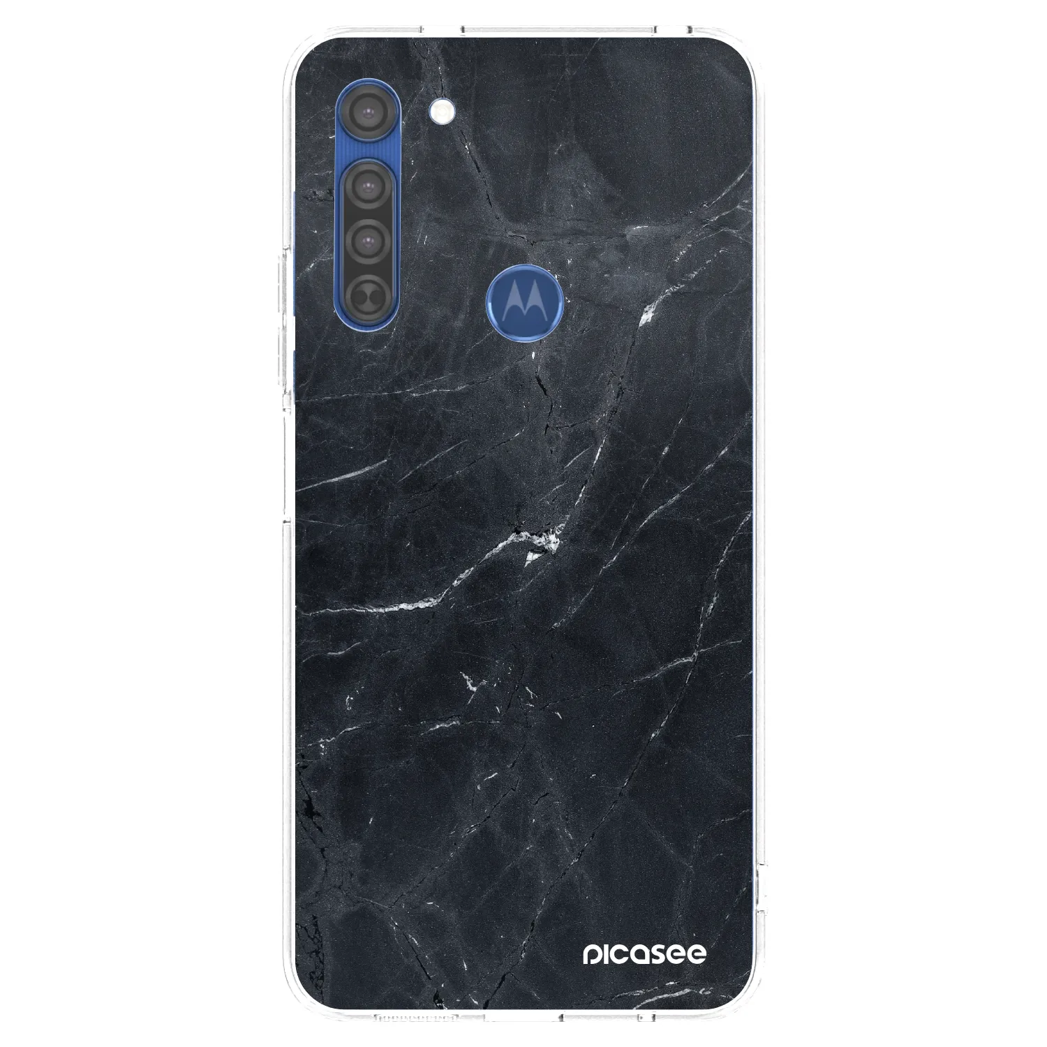 Picasee átlátszó szilikon tok az alábbi mobiltelefonokra Motorola Moto G8 - Black marble
