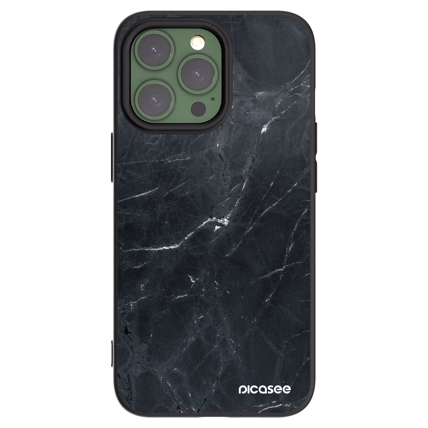 Picasee fekete szilikon tok az alábbi mobiltelefonokra Apple iPhone 13 Pro - Black marble