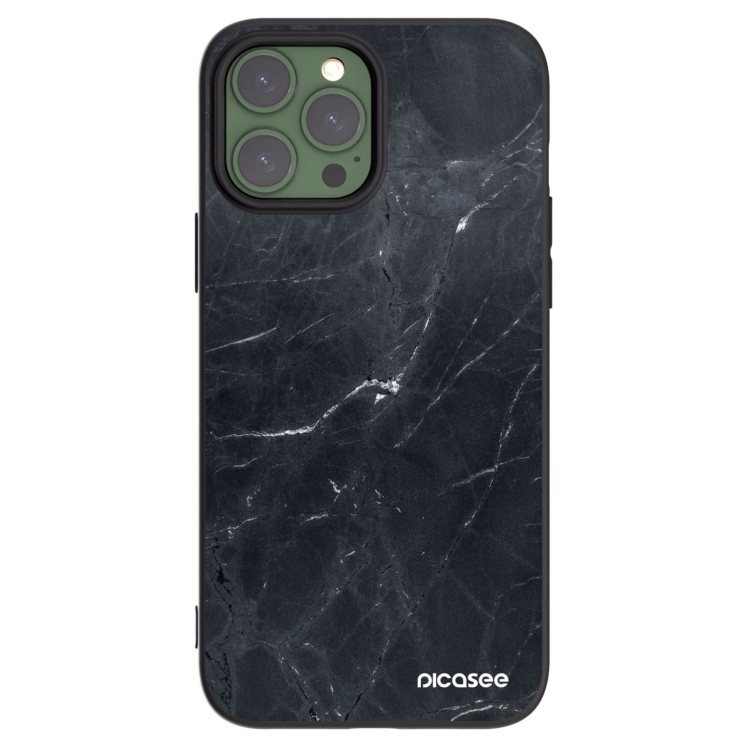 Picasee fekete szilikon tok az alábbi mobiltelefonokra Apple iPhone 13 Pro Max - Black marble
