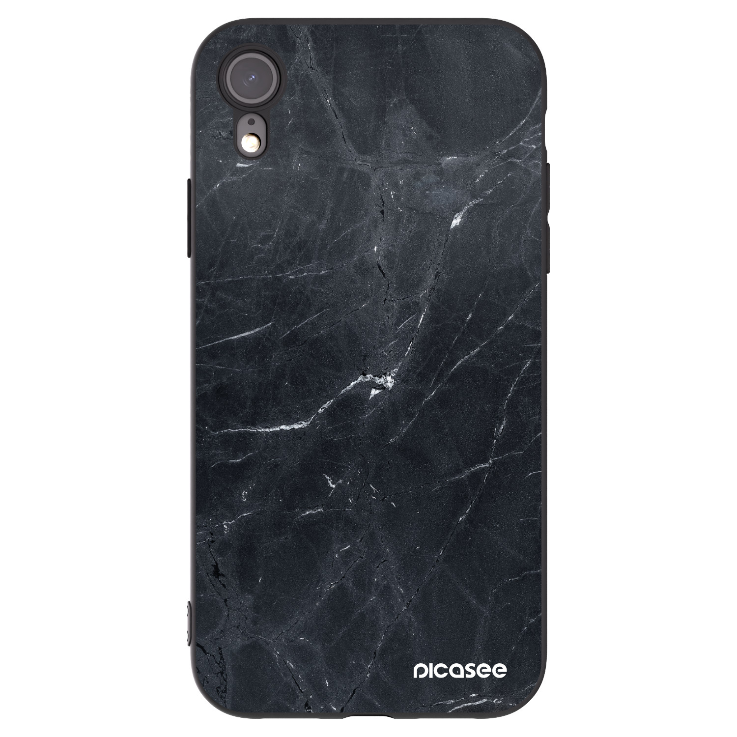 Picasee fekete szilikon tok az alábbi mobiltelefonokra Apple iPhone XR - Black marble