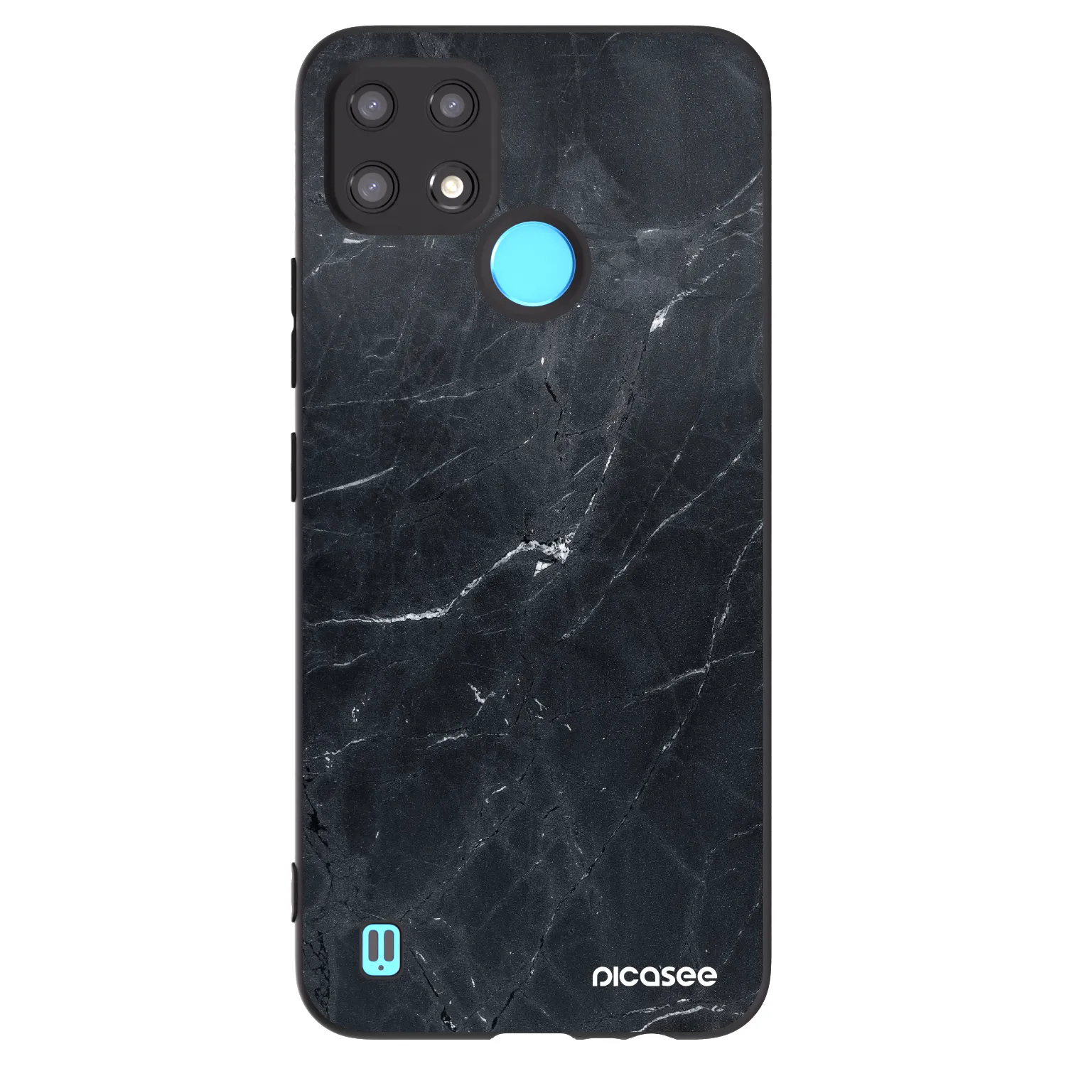 Picasee fekete szilikon tok az alábbi mobiltelefonokra Realme C21 - Black marble