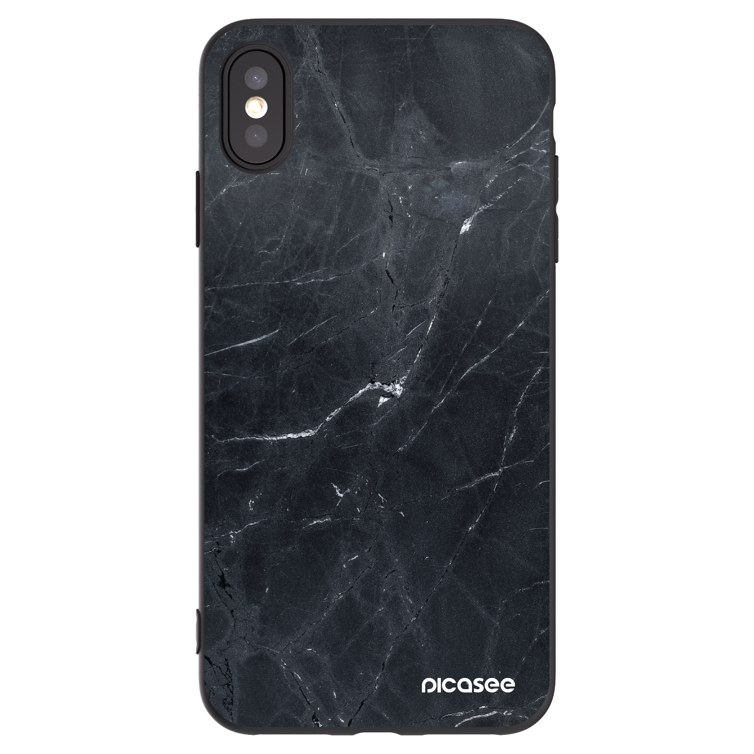 Picasee fekete szilikon tok az alábbi mobiltelefonokra Apple iPhone XS Max - Black marble