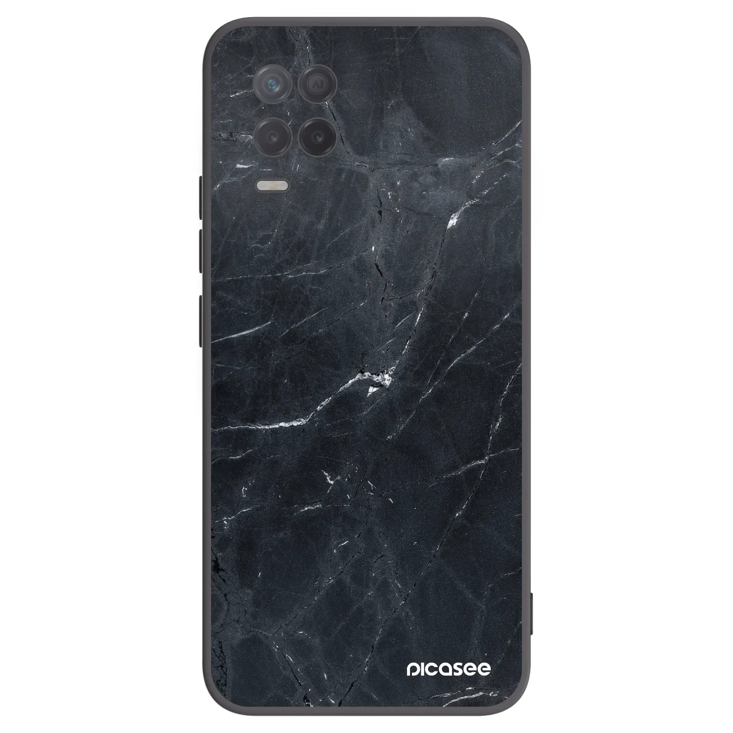 Picasee fekete szilikon tok az alábbi mobiltelefonokra Realme 8 5G - Black marble